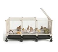 Large Space Small Animal Cage, HD Transparent Rabbit and Chicken Coop with Casters, Pull-Out Tray, Encrypted Foot Pads, Indoor Quail Cage for Poultry