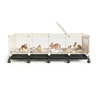 Large Space Small Animal Cage, HD Transparent Rabbit and Chicken Coop with Casters, Pull-Out Tray, Encrypted Foot Pads, Indoor Quail Cage for Poultry