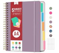 Large Spiral Lined Notebooks for Work With Removable Dividers & Tabs, 8.5"x11" Hardcover 5 Subject Notebook for Note Taking & Organizer, A4 College Ruled Journal for Women & Writing, Purple, 280 Pages
