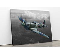 Large Spitfire Aeroplane World War II Colour Framed Canvas Wall Art Picture Print Home Living Room Dining Room Decor