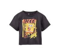 (Large) SpongeBob SquarePants Cropped Short Sleeved T-Shirt (Womens Grey)