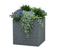 Large Square Brick Effect Planter Ash Grey Slate Plastic 38cm