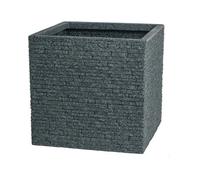 Large Square Brick Effect Planter Ash Grey Slate Plastic Patio Plant Pot 38Cm