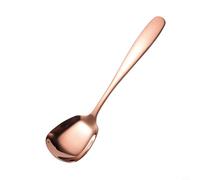 Large Square Head Stainless Steel Spoons Heavy Duty Table Spoon for Korean Rice Soup Silverware 7.28in(Rose Gold)