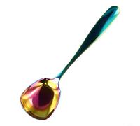 Large Square Head Stainless Steel Spoons Heavy Duty Table Spoon for Korean Rice Soup Silverware 7.28in(Colorful)