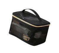 Large Square Makeup Organizers Bag Clear Meshes Cosmetic Pouches Sturdy Waterproof Travel Accessory Storage for Women Waterproof Mesh Toiletry Bag