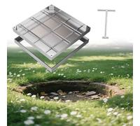 Large Square Manhole Cover 10x10 12x12 16x16 20x20 24x24 28x28 30x30 32x32 36x36 40x40 Inch, Invisible Recessed Sewage Cover and Frame for Outside with Remover(18 x 18 in)