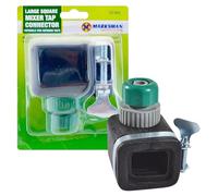 Large Square Mixer Tap Connector - Universal Kitchen & Garden Hose Pipe Connector for Watering, Outdoor, and Indoor Use
