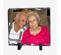 Large Square Photo Rock Slate Personalised approx 19cm x 19cm Custom Printed Glossy Photo Gift with stands family picture gift