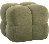 Large Square Tufted Ottoman Foot Stool, Beige Linen Cube Ottoman with Solid Wood Frame, 53 x 53 x 44 cm, Decorative Footrest for Sofa, Bedroom, Living Room & Dorm