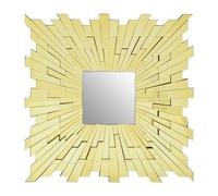 Large Square Wall Mirror, 90cm Framed Full Size Mirror With Reflective Tiled Border, Luxe Statement Mirror Premier Housewares Gold One Size