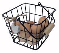 Large Square Wire Egg Basket in Black or Silver or light grey egg crate - Country Kitchen - Rustic Vintage Style for up to 16 Eggs, fruit basket (Black Basket)