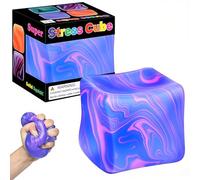 Large Squishy Cube, Large Fidget Toys Squishy Stress Cube, Stress Cube, Giant Ice Cube Sensory Ball, Relief Toys, Autism Fidget, Classroom Prize, Stress Balls For Adults & Kids (Purple)