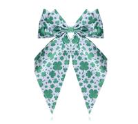 Large St Patricks Day Hair Clip Shamrock Themed Big Bow Hair Accessory for Women Festive Green Shamrock Hairclip with Long Tails Big Bow Barrette for Party Parade