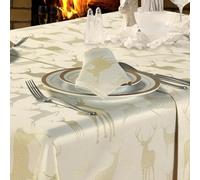 Kitchenwise Large Stag Cream Gold Table Napkins, Pack Of 4, Shimmer Deer