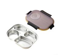 Large Stainless Steel Box 27cm Leak-Proof Large Stainless Steel(Black) | Three separate sections, keep flavors distinct, fresh meals, leak- for proof seal, sturdy steel build