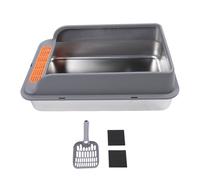 Large Stainless Steel Cat Litter Box, High Sided Enclosed Litter Tray, Anti Splashing Design with Pedal Filter, Durable Metal Kitty Litter Pan for Indoor Cats, Easy to Clean and Ma (Large Size 1.69 X