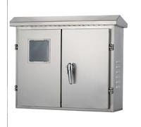 Large Stainless Steel Double Door Distribution Box With Observation Window Heavy Duty Charging Station & Equipment Control Box Indoor Outdoor Mounting Plate Included(55X60X18Cm)