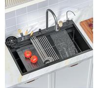 Large Stainless Steel Kitchen Sink with Knife Holder & Accessories - Embedded Design, Space-Saving, 100x52cm, Perfect for Modern Kitchens