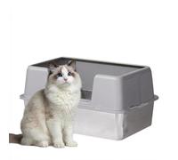 Large Stainless Steel Litter Box, High Sided Steel Cat Litter Tray with Non-Slip Mat, Scooper, Semi-Enclosed Large Cats Toilet,Enclosed Litter Pan High Sided-Easy Clean, Odor Resistant,60 x 40 x 31.5
