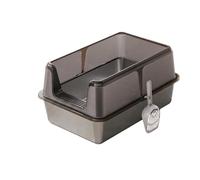 Large Stainless Steel Open Cat Litter Box, High Sided Litter Tray with Low Front Entry, Extra Wide Metal Litter Pan Easy to Clean for Multiple Cats, Durable Anti-Splash Bathroom Potty