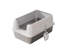Large Stainless Steel Open Cat Litter Box, High Sided Litter Tray with Low Front Entry, Extra Wide Metal Litter Pan Easy to Clean for Multiple Cats, Durable Anti-Splash Bathroom Potty