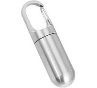 Large Stainless Steel Pill Money Container with Carabiner Screw Top, 7.3 cm, Waterproof Keychain Capsule, Silver