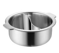 Large Stainless Steel Pot with Divider, Double-Flavor Hot Pot Home Kitchen Soup Pot for Induction Cooktop, Gas Stove, for Home, Restaurant, Gathering(Silver,22cm)