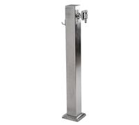 Large Stainless Steel Square Garden Water Column - Cylindrical Vertical Design for Irrigation & Cleaning, Sun & Rain Protection (Silver B)