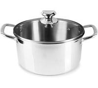 Large Stainless Steel Stock Pot with Lid - 24cm 5L & 8L Induction Soup Pot, Big Cooking Pot for Stews, Biryani & Pasta - Large Cooking Pot with Glass Lid - Dishwasher Safe & Oven Safe (5 Litre)