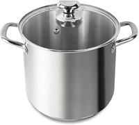 Large Stainless Steel Stock Pot with Lid - 24cm 5L & 8L Induction Soup Pot, Big Cooking Pot for Stews, Biryani & Pasta - Large Cooking Pot with Glass Lid - Dishwasher Safe & Oven Safe (8 Litre)