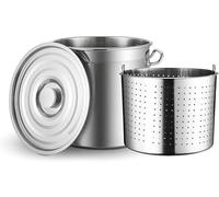 Large Stainless Steel Stockpot for Seafood Crab Boil, Stainless Steel Boil Kit with Perforated Basket Turkey Fryer Pasta Pot Deep Crawfish Clam Steamer,35x35cm(45x45cm)