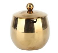 Large Stainless Steel Sugar Bowl Spice Jar with Lid Storage for Salt Candy Coffee Dishwasher Safe (Gold)