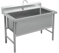 Large Stainless Steel Utility Sink, Freestanding Single Bowl Commercial Sink for Garage, Restaurant, Laundry Room, Outdoor Use - 1 Compartment (80x60x80cm)