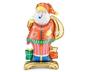Large Standing Santa, Giant Foil Father Christmas, Childrens Christmas Party Decoration, Festive Party Balloon 63x106 cm