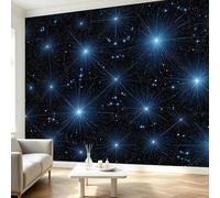 Large Starry Sky Universe Geometric Constellations Mural Wallpaper 200 x 140 cm, Non-Woven Modern Sci-Fi Photo Wallpaper, Wall Mural Sticker for Bedroom Living Room Hallway Sofa Backdrop Wall Decor