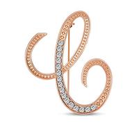 Large Statement ABC Pave Crystal Cursive Script Monogram Letters Alphabet Initial C Scarf Lapel Pin Brooch For Women Rose Gold Plated