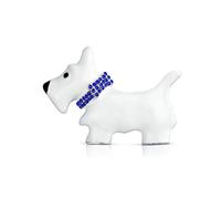 Large Statement White Westie Scottie Terri Dog Pet Animal Scarf Brooch Pin For Women Teen Blue Crystal Collar Silver Tone Rhodium Plated 1.3 Inch