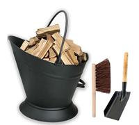 Large Steel Coal Scuttle Bucket With Shovel & Brush Fireside Bbq