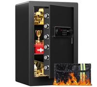 Large Steel Safe Box 3.0 Cuft for Home with LED Light, 6 Locking Bolts Electronic Safe Fireproof with Removable Shelves & Smart Alert, Digital Safe with Fireproof Bag for Document Hotel Office