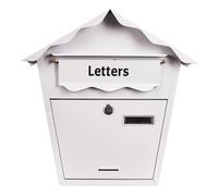 LARGE STEEL WHITE POST LETTER MAIL BOX LOCKABLE WITH KEYS OUTDOOR WALL S5551