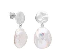 Large Sterling Silver Freshwater Baroque Pearl Drop Stud Earrings