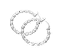 Large Sterling Silver Thick Twisted Creole Hoop Earrings