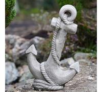 Large Stone Anchor Garden Statue | Reconstituted Stone Nautical Ornament | Frost-Proof Weatherproof Outdoor Sculpture | Coastal Garden Décor | Antique Finish | 50cm H x 31cm W