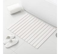 Large Stone Bath Mat, 30.2 x 23.5 Non-Slip Diatomaceous Earth Bath Mat, Ultra-Absorbent Quick-Drying Stone Drying Mat for Kitchen Bathroom Pet Bowl, Rollable & Foldable Stone Bath Mat, White XL