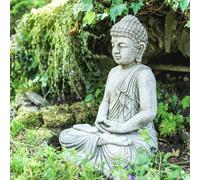 Large Stone Cast Meditating Buddha Ornament