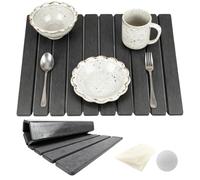 Large Stone Drying Mat for Kitchen Use,23.62×15.35 Inches Multi-Purpose Diatomaceous Earth Absorbent Mat Foldable Stone Drying Mat for Rapid Drying Non-Slip Sink Drainer for Kitchen Utensils