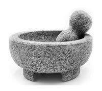 Large Stone Mortar and Pestle Set, Solid Granite Stone Grinder Bowl, Premium Quality Herb and Spice Crusher, 7.8" Diameter, for Guacamole, Herbs, Spices, Garlic, Kitchen, Cooking, Medicine