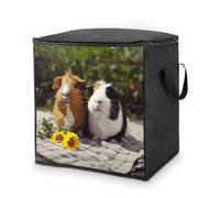Large Storage Bags Guinea Pigs Funny Foldable Clothes Storage Containers with Zippers Bed Storage with Handles Dual Zippers for Comforters Clothes Blankets Pillows
