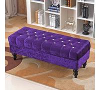 Large Storage Bench for Bedroom & Living Room Cushioned Ottoman Seat Modern Shoe Rack Entryway Bench Stylish End of Bed Storage Dark Purple 23.6in/60cm